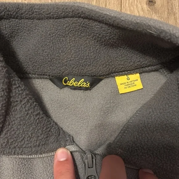 Cabela's Charcoal and Light Gray Fleece Pullover Quarter Zip - Picture 3 of 3